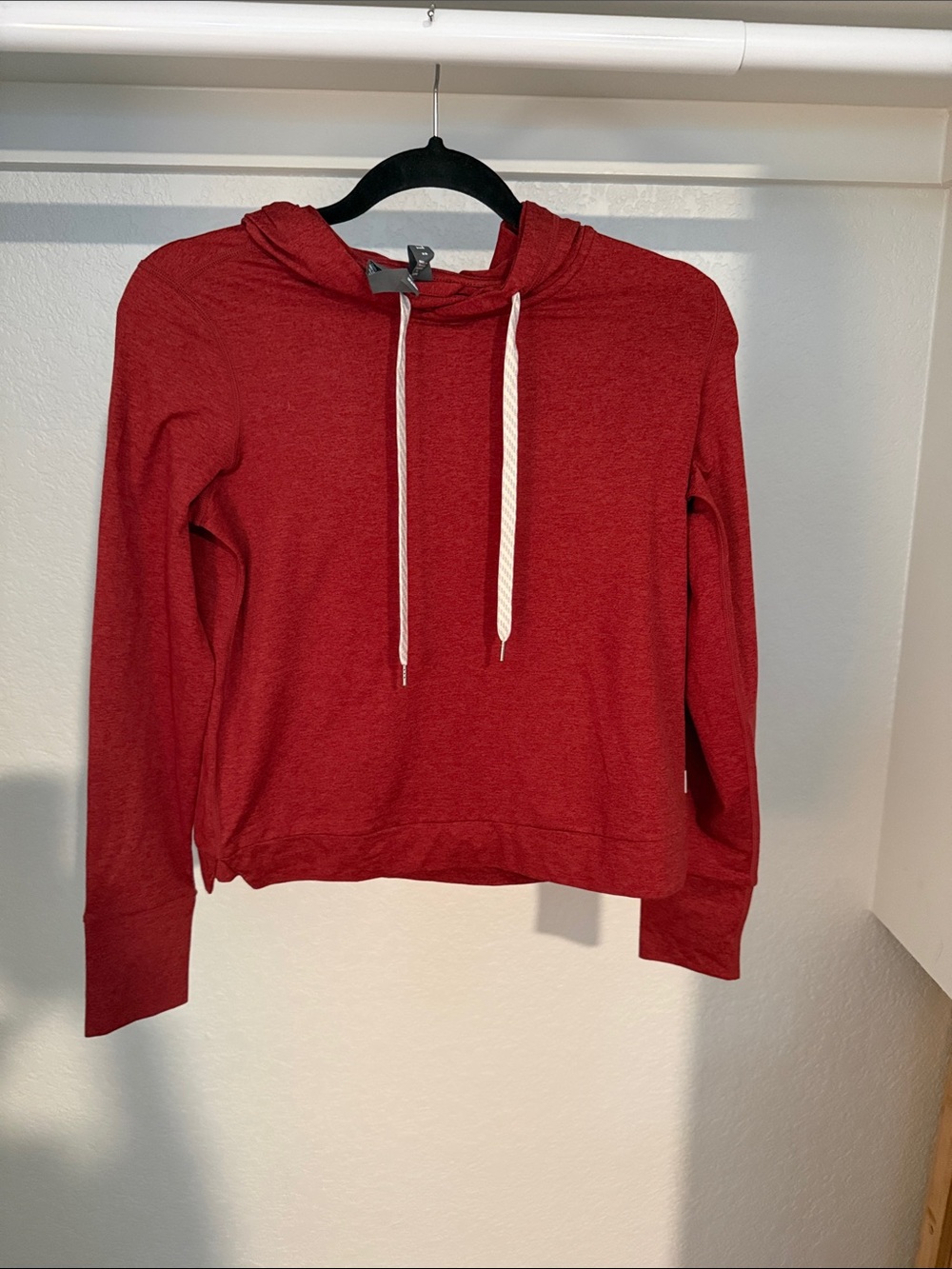 Vuori Red Lightweight Hoodie with White Drawstrings